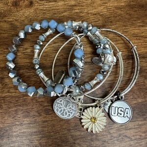 Alex and Ani bangles set bracelets - USA Seahorse Flower Path of Life